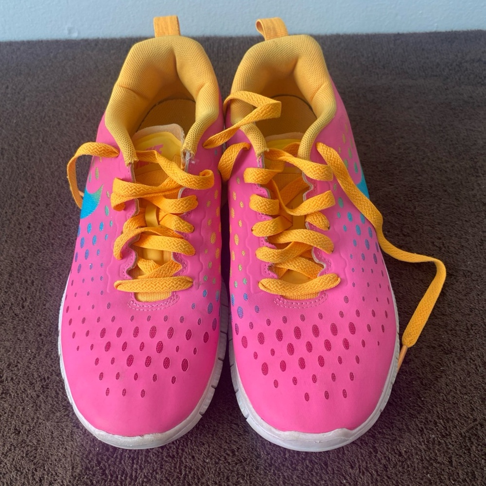 Nike Kids Pink and Yellow Athletic Shoes